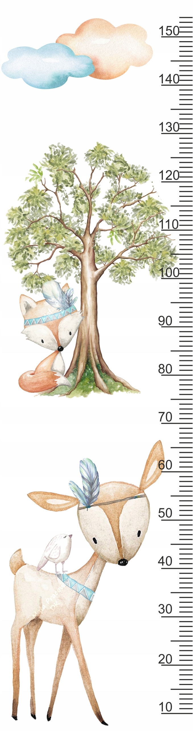 Wandtattoo - Hirsch / Höhenmaß