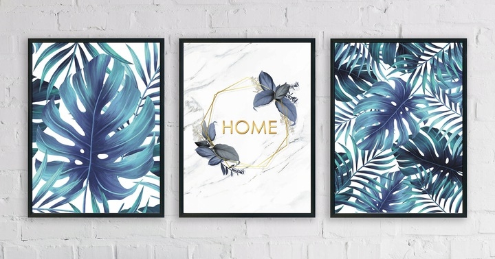 Poster - Monstera-Blätter / HOME / 3er-Set