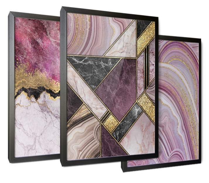 Poster - Abstrakte Moderne Kunst / Rosa / 3er-Set