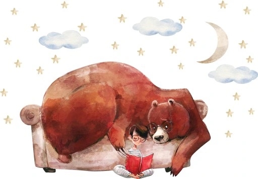 Wandtattoo - Bär und Knabe