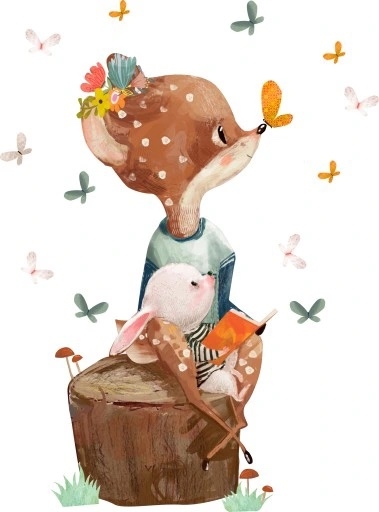 Wandtattoo - Hase liest Buch