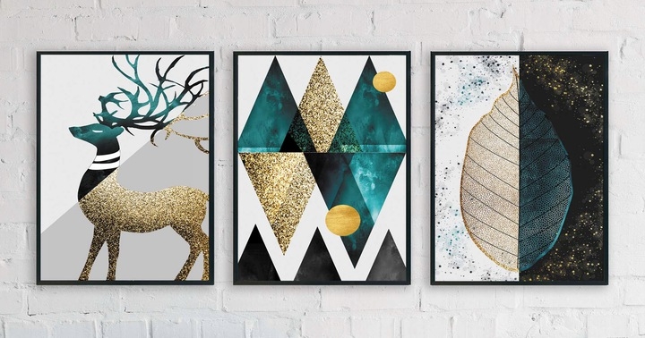 Poster - Modernes Bild / Abstrakter Hirsch / 3er-Set