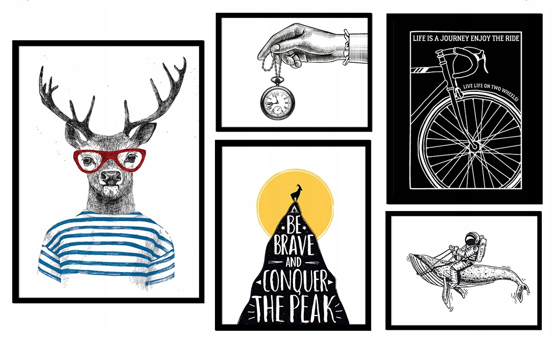 Poster - BE BRAVE AND CONQUER THE PEAK / 5er-Set