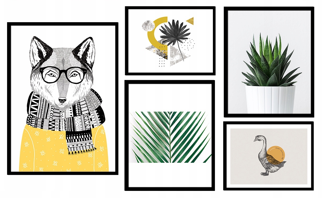 Poster - Tiere und Blätter / 5er-Set