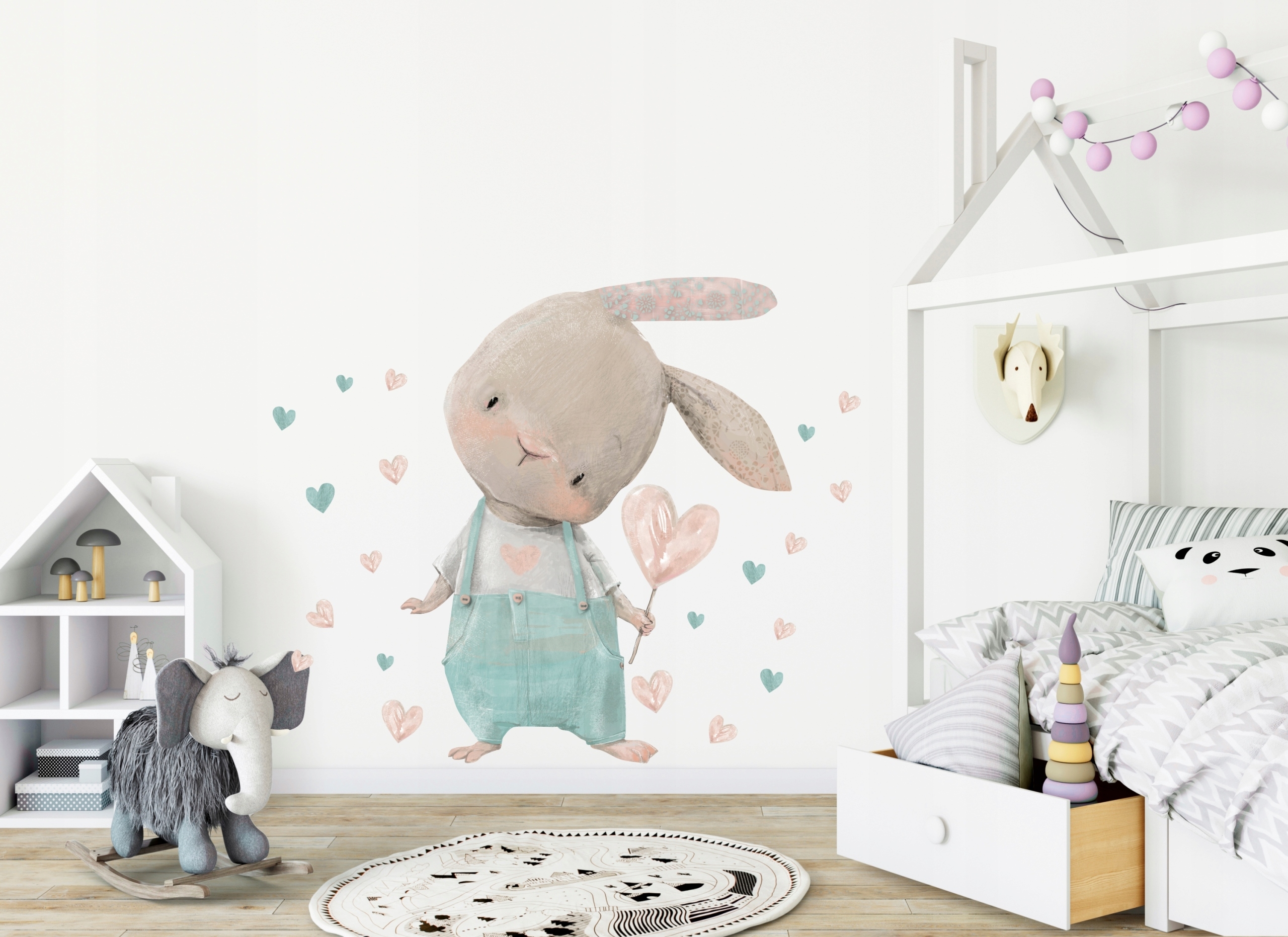 Wandtattoo - Kaninchen mit Herzen