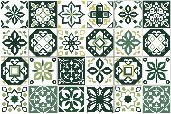 Wandtattoo - 24 Fliesenaufkleber / Muster 018