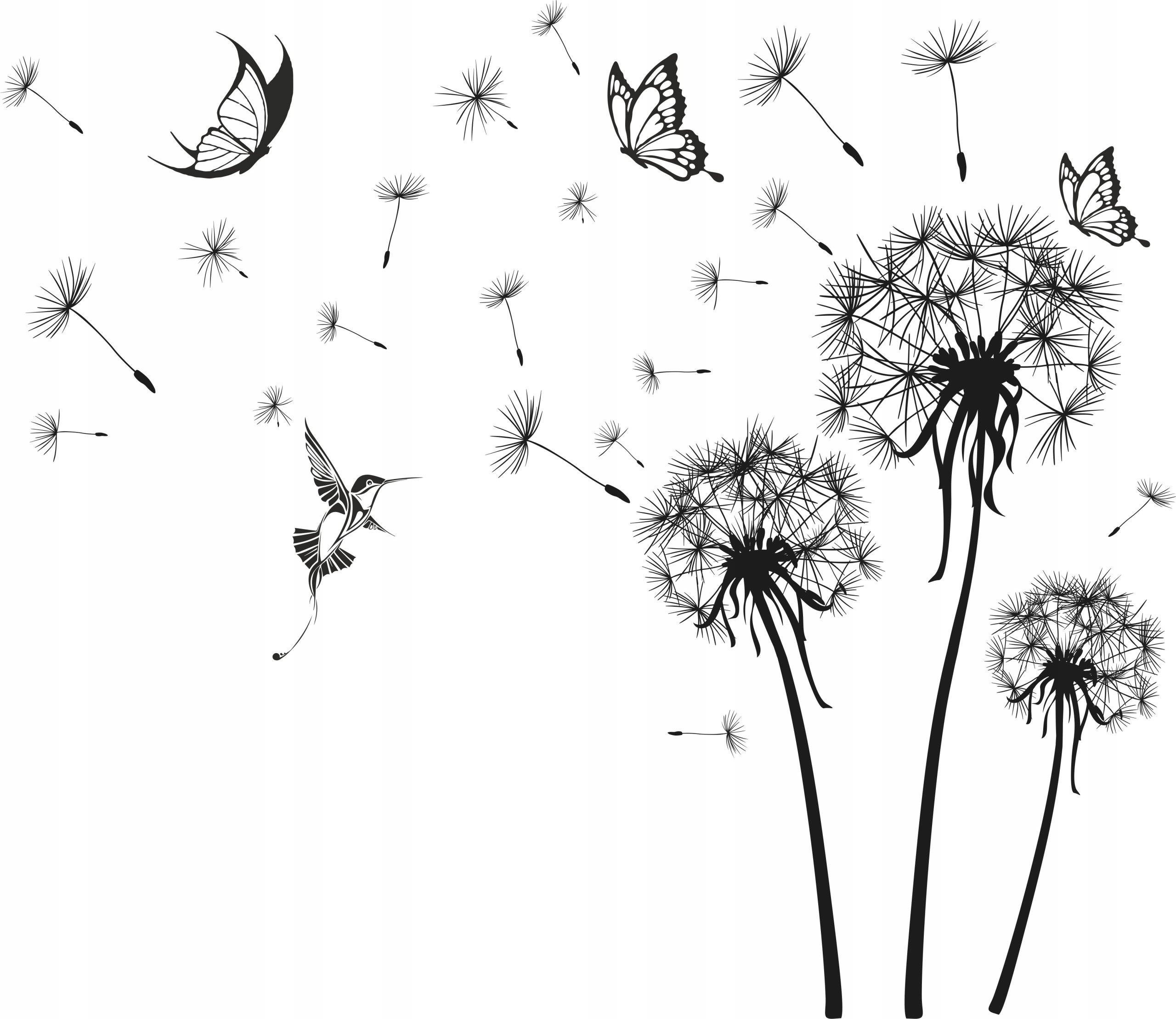 Wandtattoo - Löwenzahn und Schmetterlinge