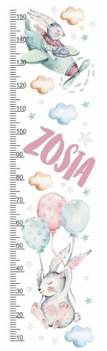 Wandtattoo - Hase im Flugzeug / Höhenmaß