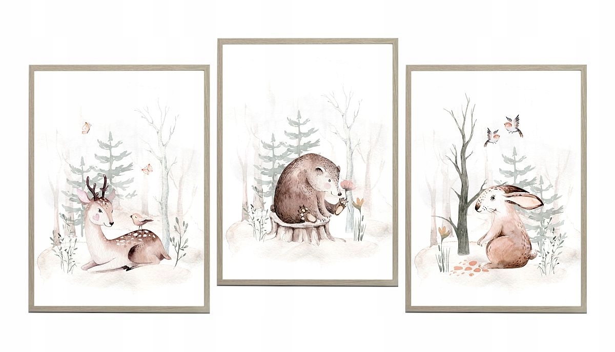 Poster - Hirsch, Bär, Hase / 3er-Set