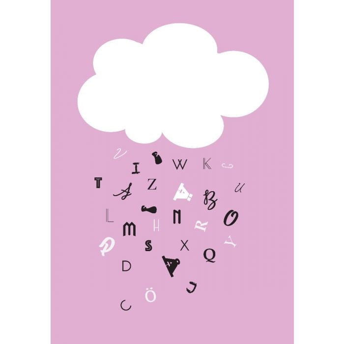 Poster - Weiße Wolke mit rosa Hintergrund