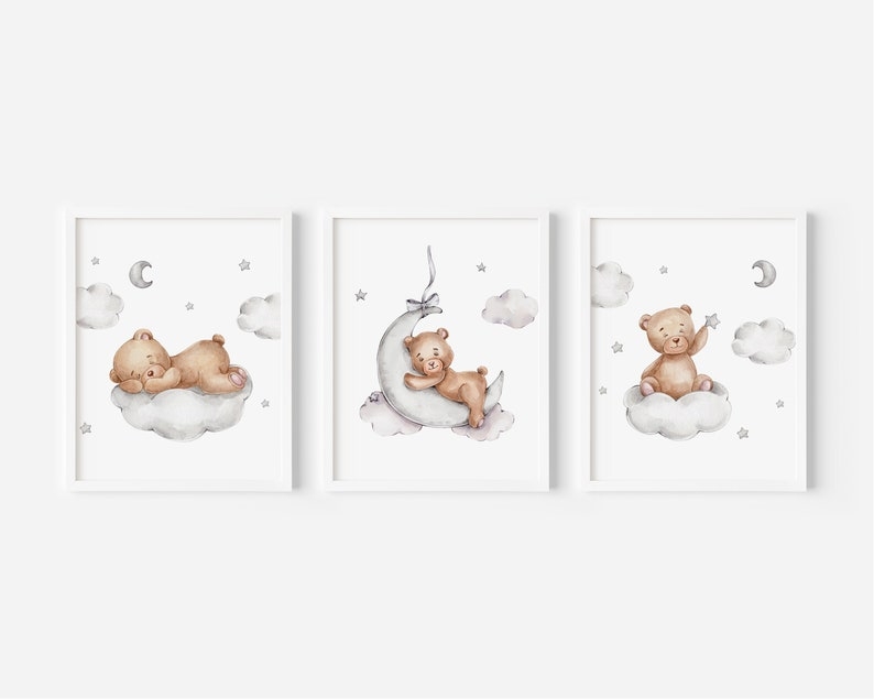 Poster - Bär in den Wolken / 3er-Set