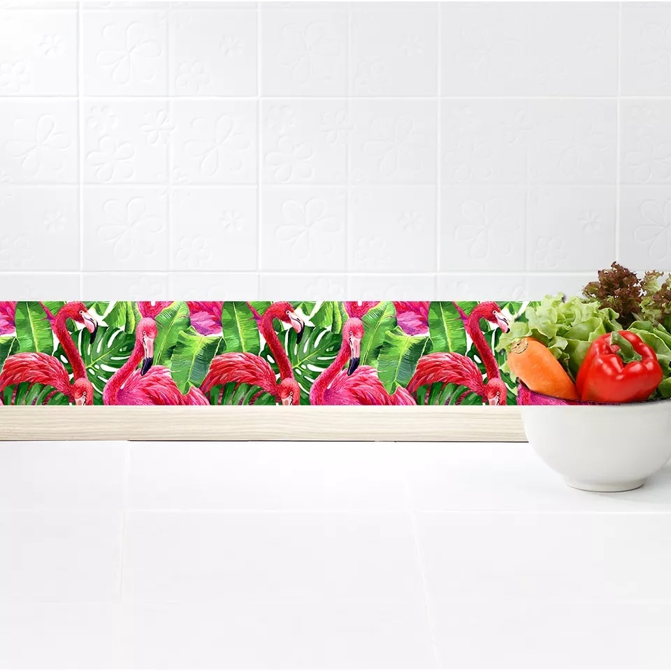 Wandtattoo - Flamingo-Muster Grenze