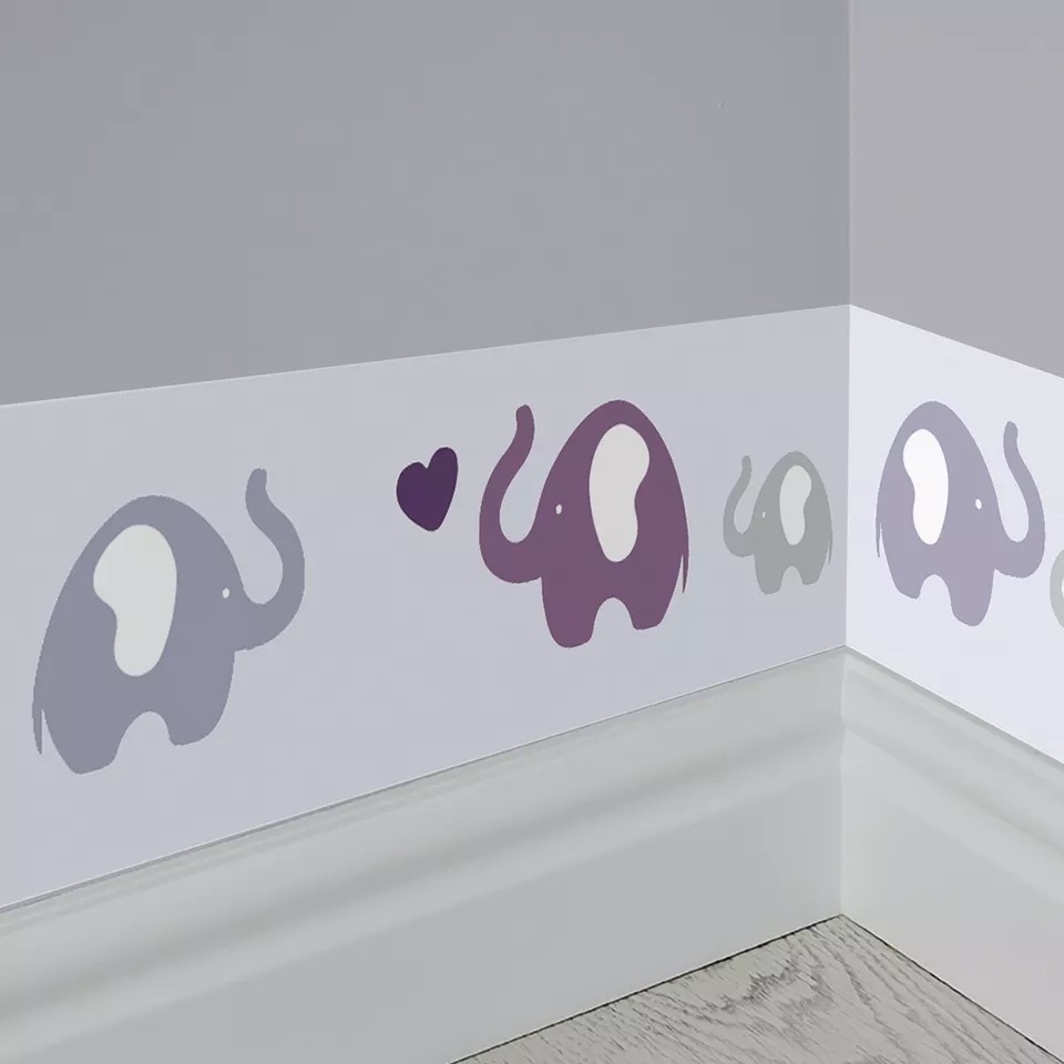 Wandtattoo - Elefantenfamilie Grenze / Gainsboro