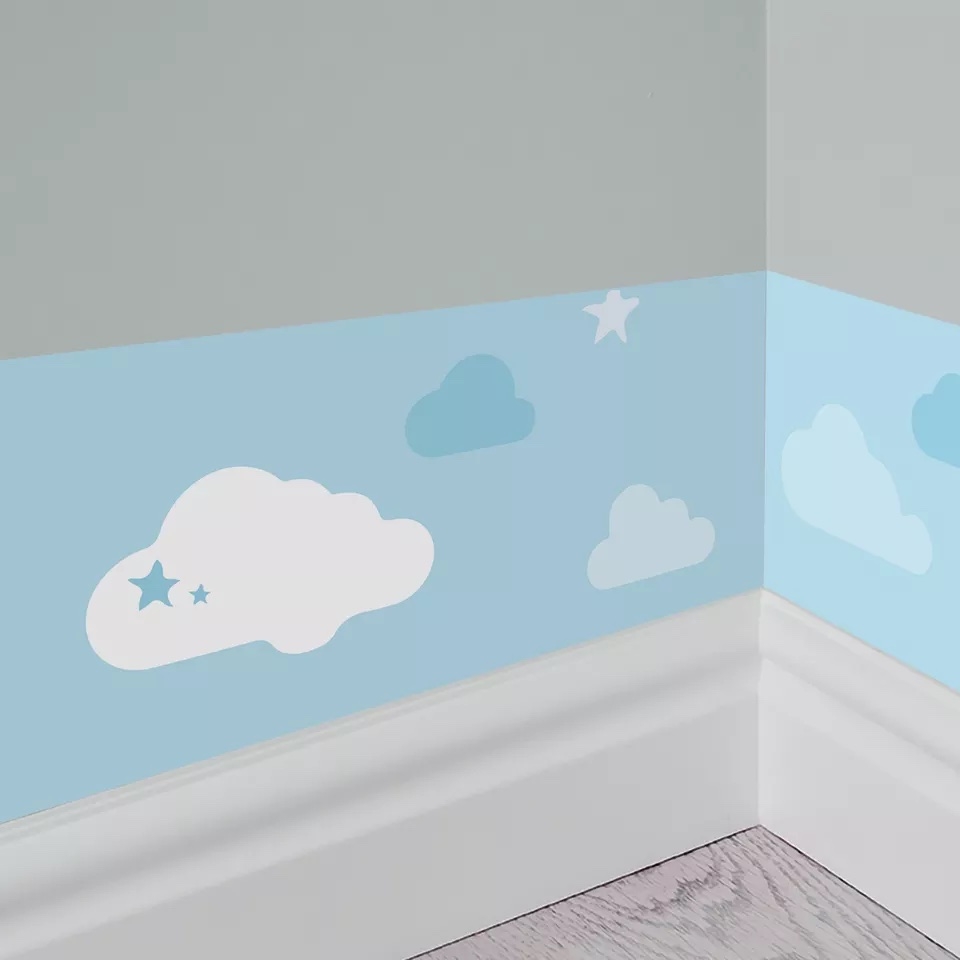 Wandtattoo - Wolkenmuster-Grenze / Himmelblau