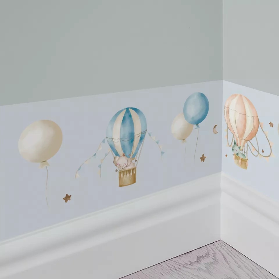 Wandtattoo - Heißluftballon Grenze / Alice blau