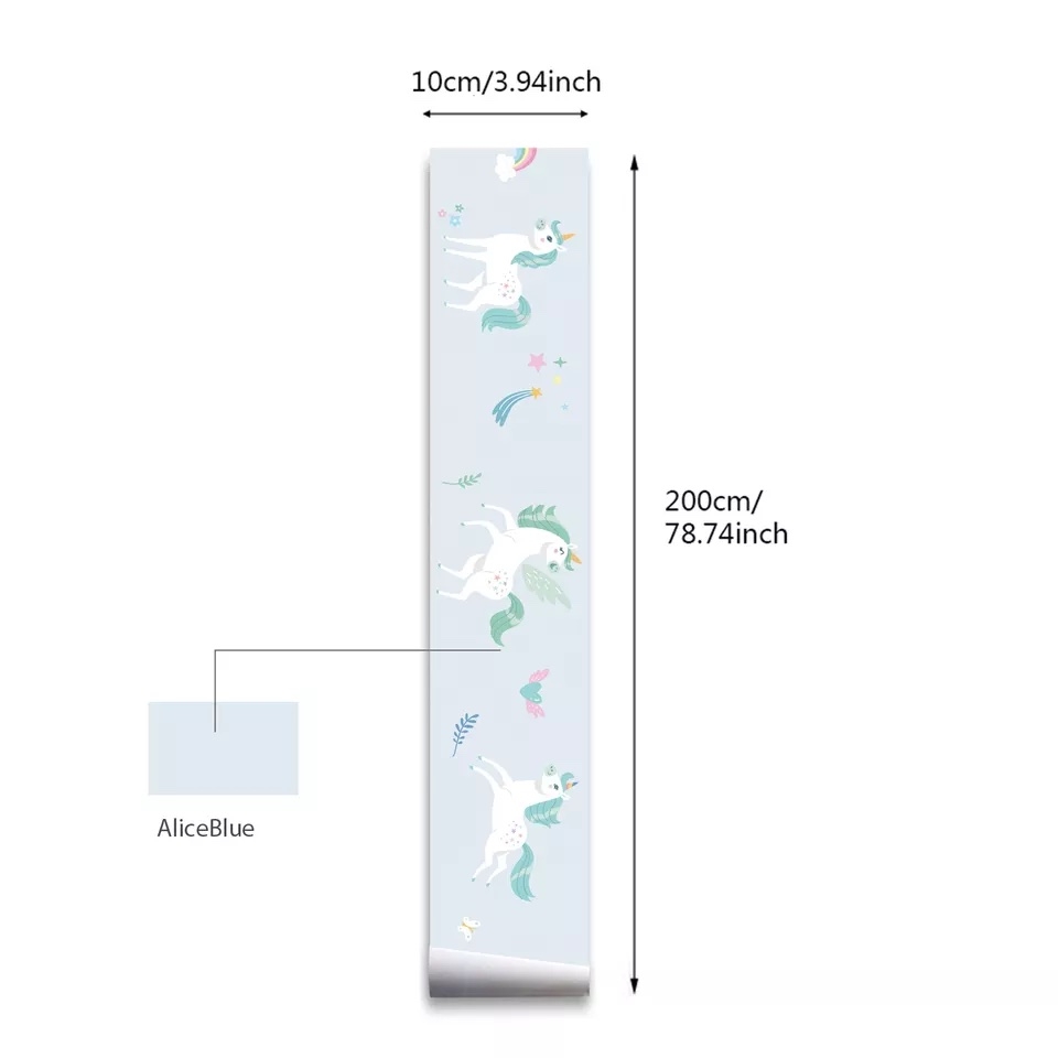 Wandtattoo - Einhorn / Alice blau / Grenzaufkleber