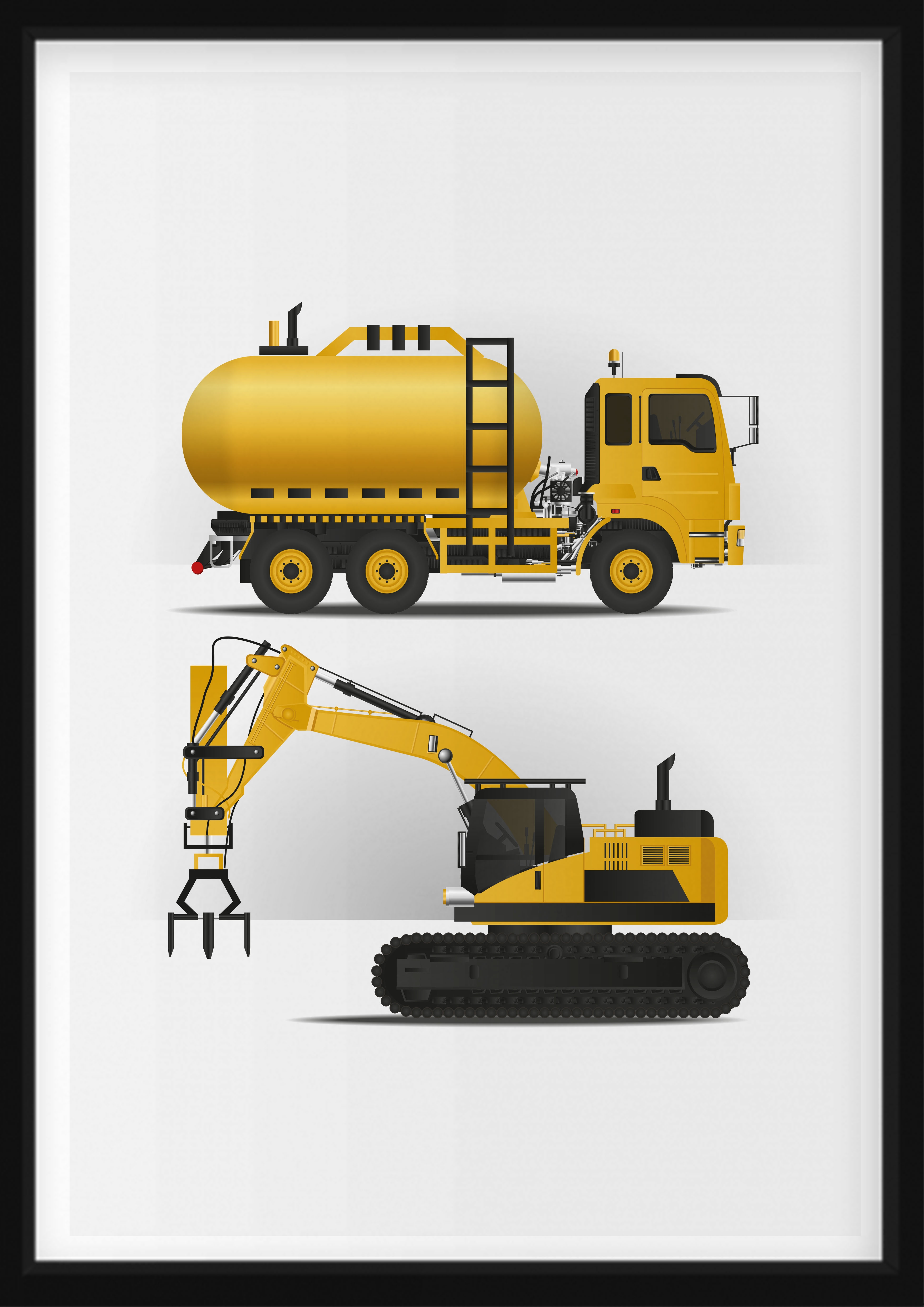 Plakat - Gelbe Fahrzeuge