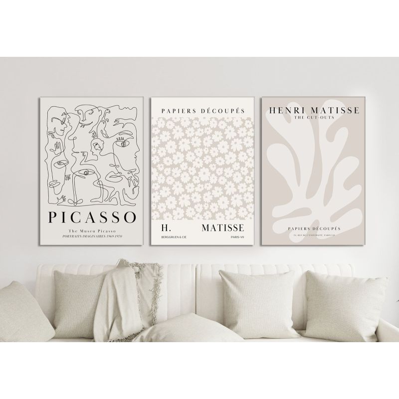 Hyggelig Home Posterset, 7 bij elkaar passende afbeeldingen, collage, wanddecoratie, 3 stuks DIN A3 en 4 stuks DIN A4, set Abstract, zonder lijst