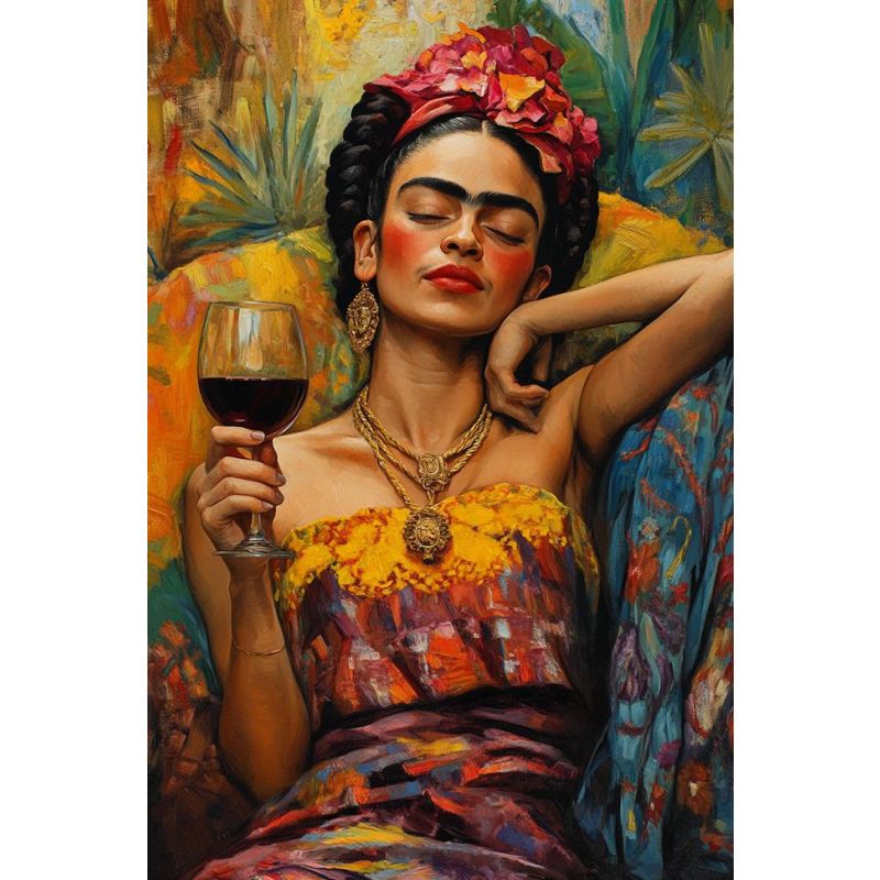 Poster - Frida Kahlo mit Wein Poster - Frida Kahlo mit Wein