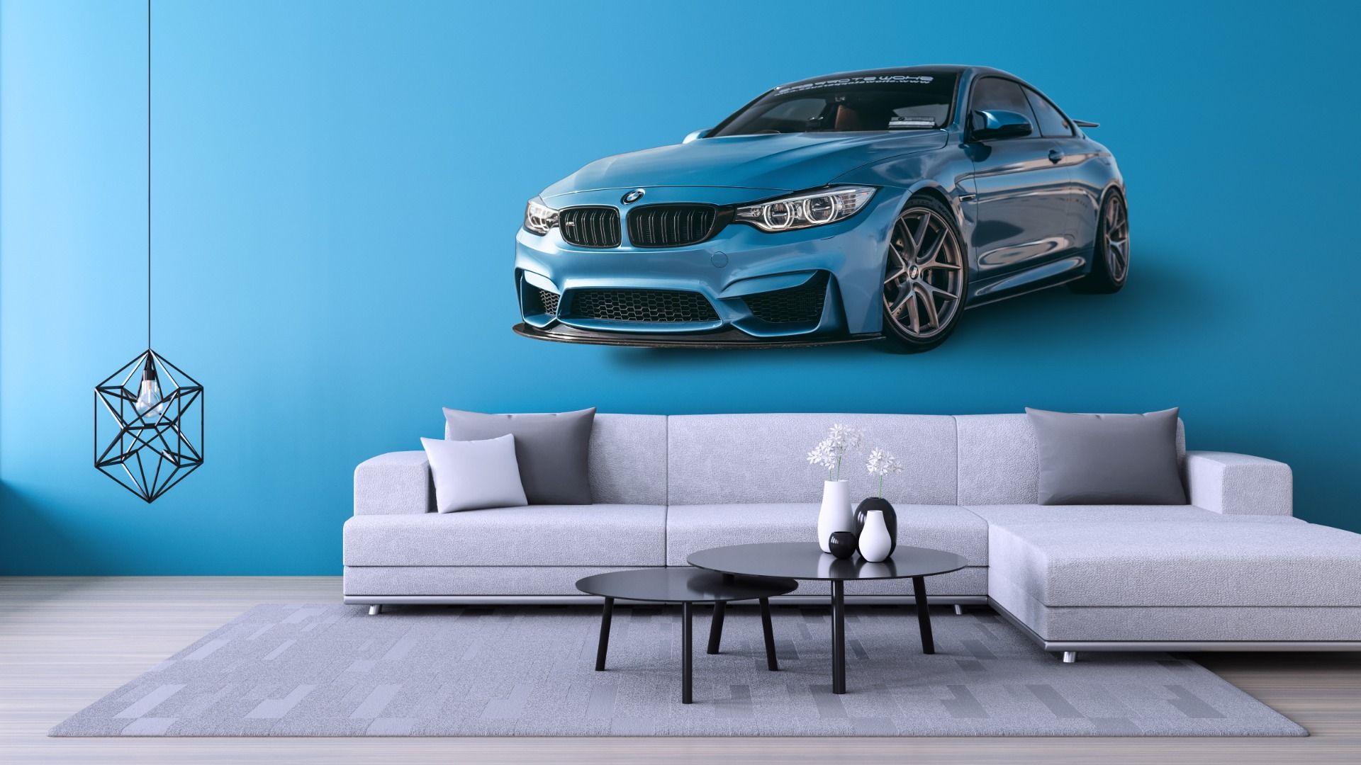 Affiche sticker mural autocollant BMW dérive sur sable n°H2969_PLNS
