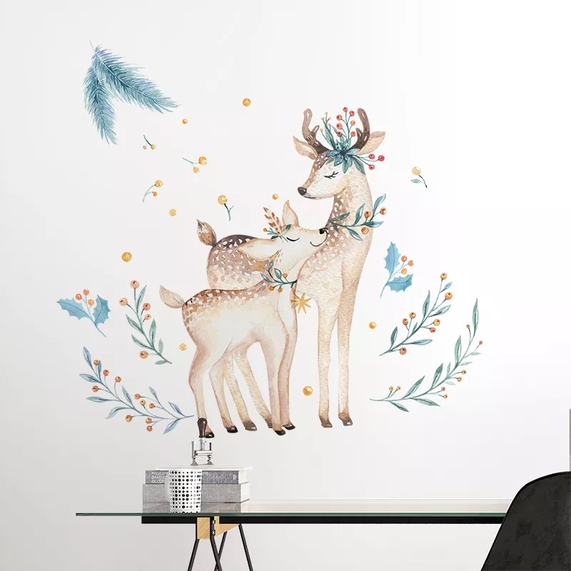 Wandtattoo - Hirsch mit Blumen / 02