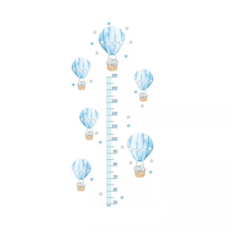 Wandtattoo - Höhenmaß / Elefant in Luftballons / Blau