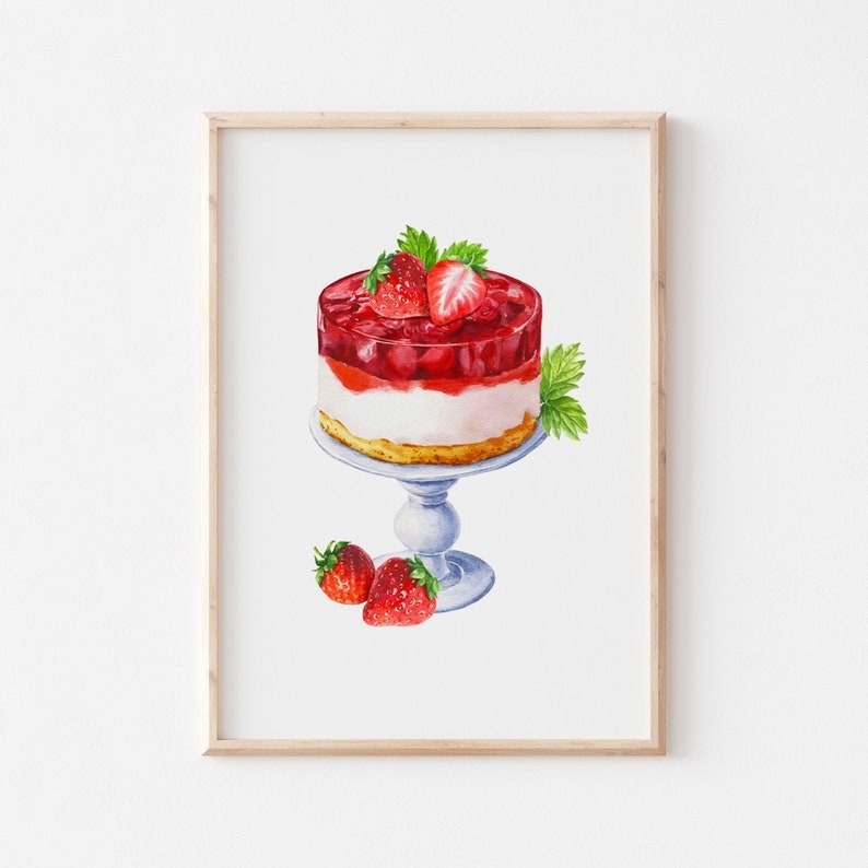 Poster - Erdbeerkuchen mit Beeren