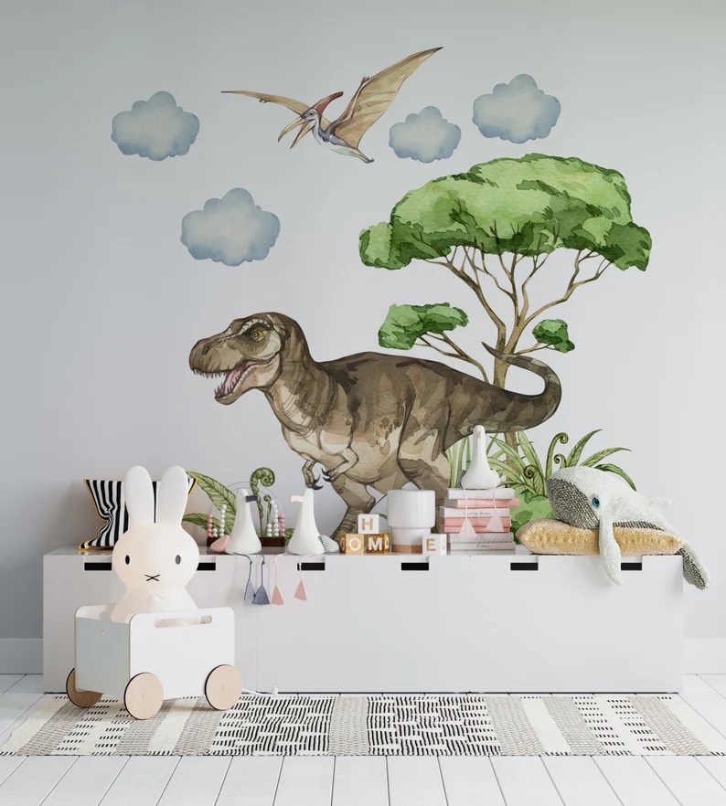 Wandtattoo - Pteranodon und Tyrannosaurus Rex