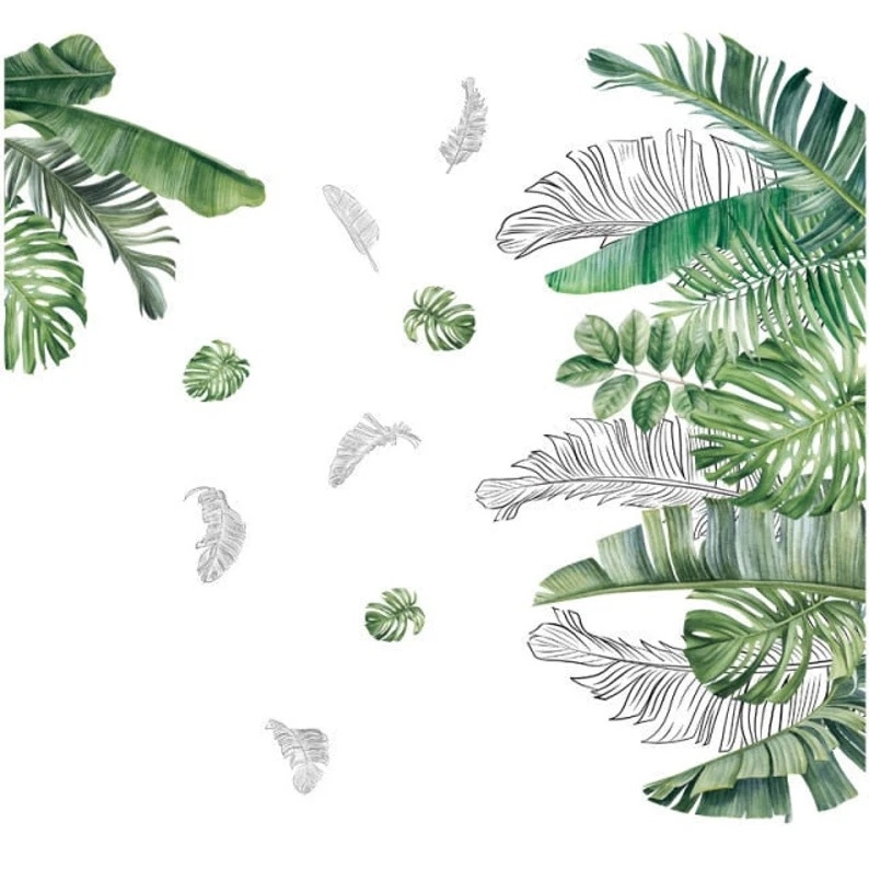 Wandtattoo - Kochbananen- und Monstera-Blätter