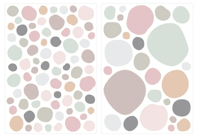 Wandtattoo - Punkte / Pastellrosa und Grau / 100 Stück / 03