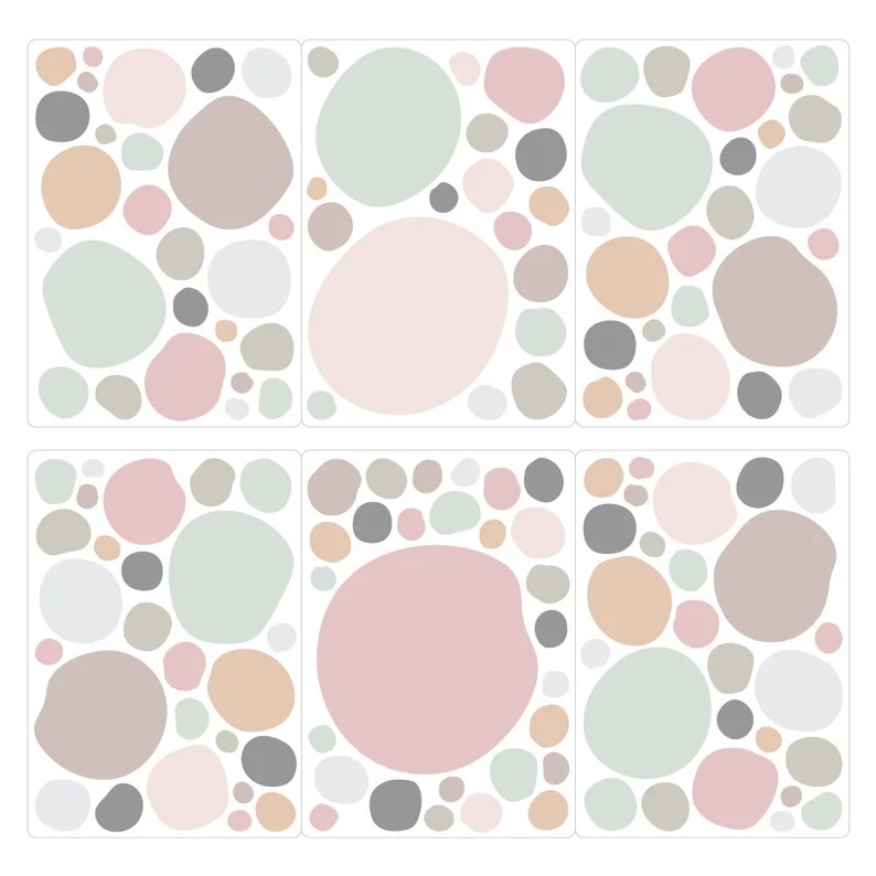 Wandtattoo - Punkte / Pastellrosa und Grau / 100 Stück / 02