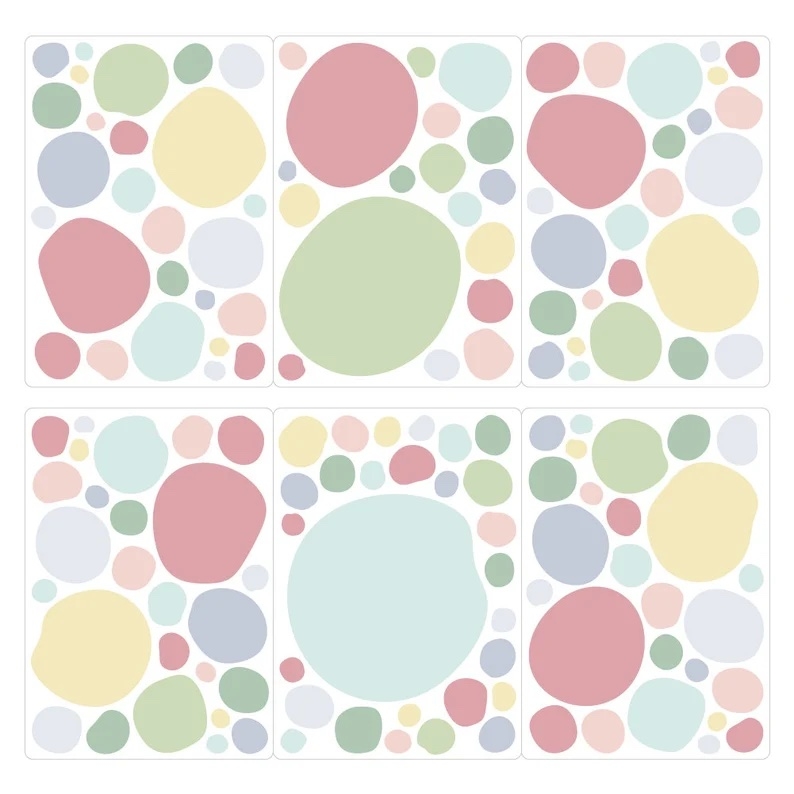 Wandtattoo - Punkte / Pastellrosa, gelbe Minze / 100 Stück