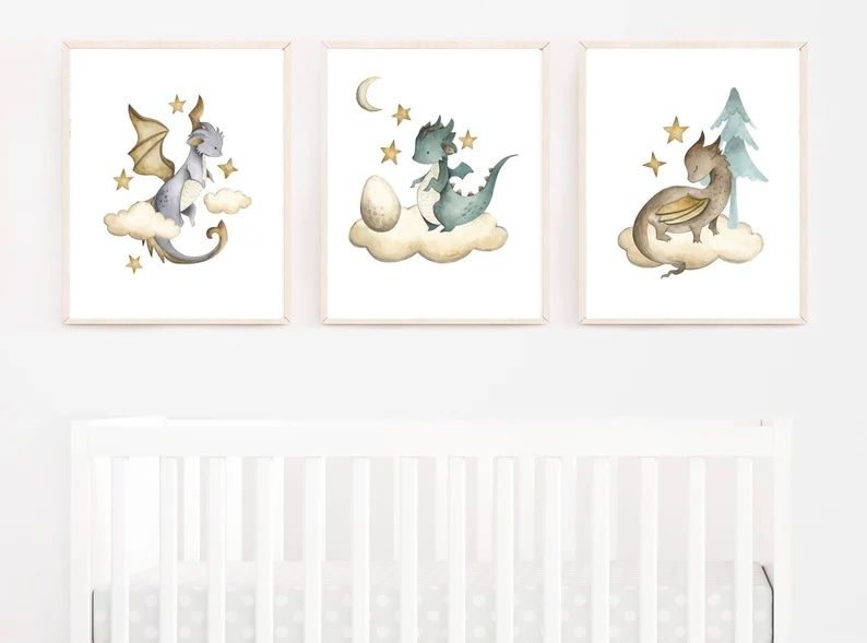 Poster - Bär in Flugzeug und Mond / 3er-Set