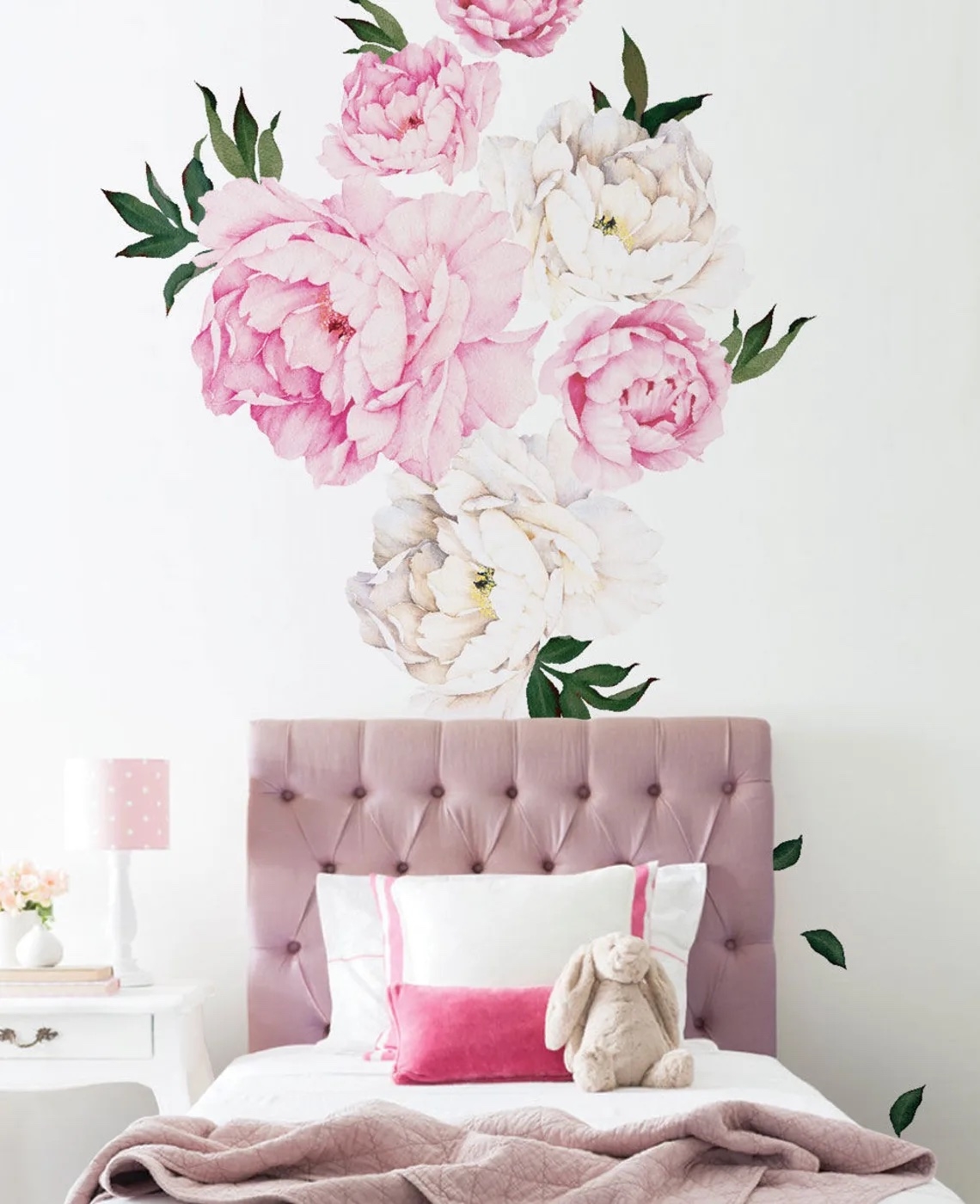 Wandtattoo - Pfingstrose Blumen / Lebendiges rosa Aquarell