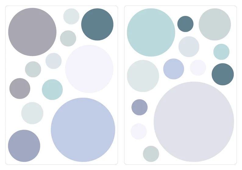 Wandtattoo - Punkte / Pastell hellblau und grau
