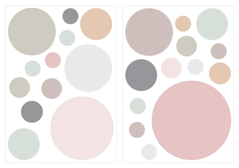 Wandtattoo - Punkte / Helle Pastellfarben / 02