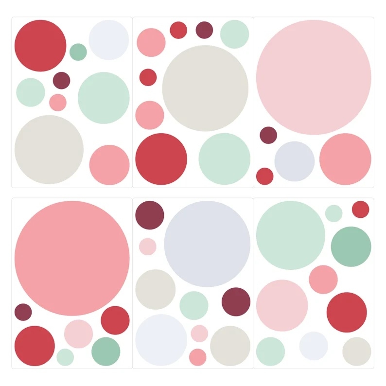 Wandtattoo - Punkte / Pastellrosa und Grün / 02