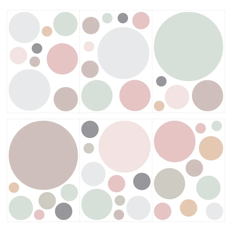 Wandtattoo - Punkte / Helle Pastellfarben