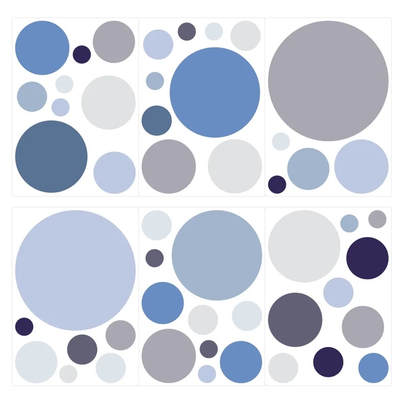 Wandtattoo - Punkte / Pastellblau und Grau / 02