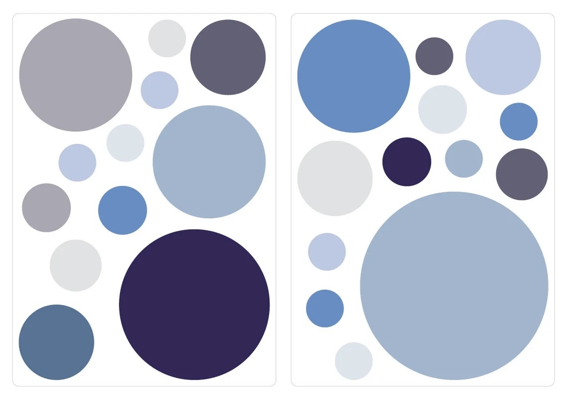 Wandtattoo - Punkte / Pastellblau und Grau