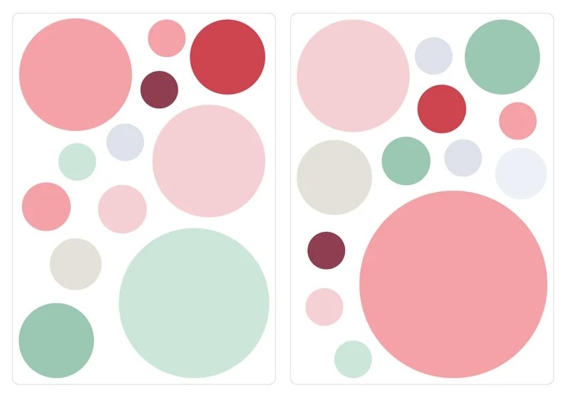 Wandtattoo - Punkte / Pastellrosa und Grün