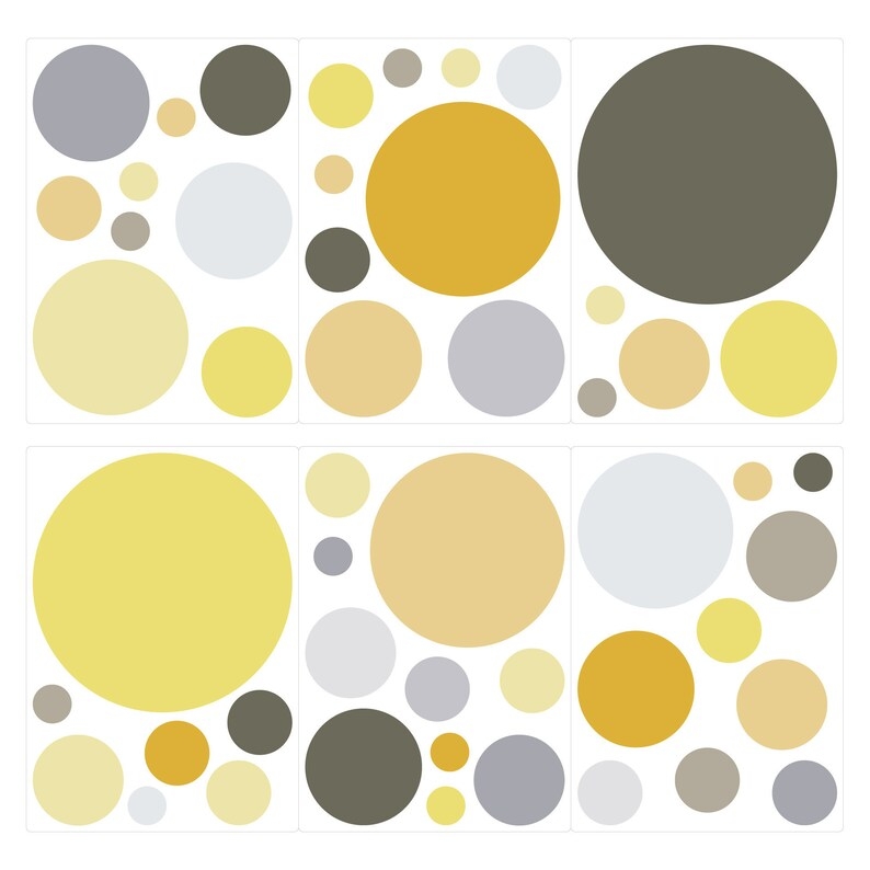 Wandtattoo - Punkte / Pastellgelb und Grau