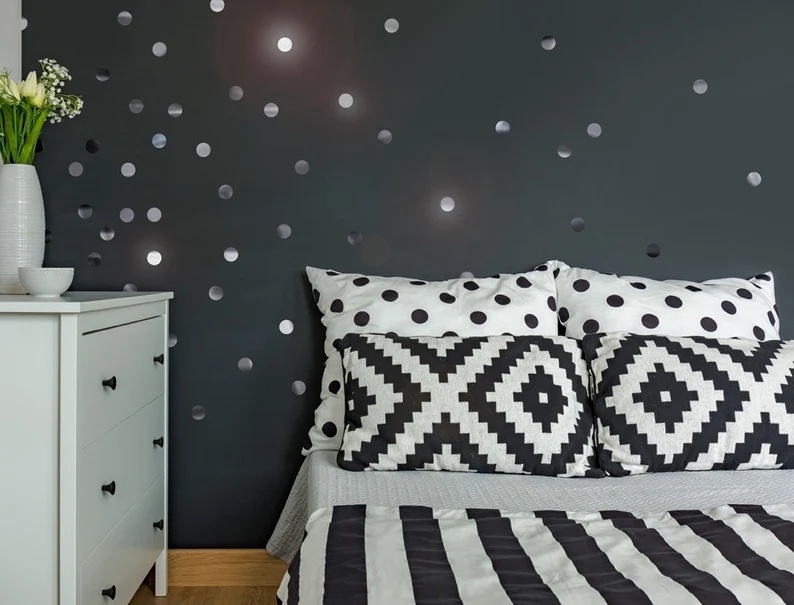 Wandtattoo - Punkte / Silber Chrom / 02