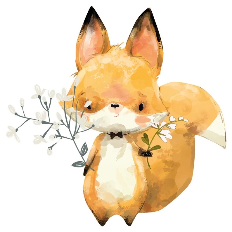 Wandtattoo - Fuchs mit Blumen