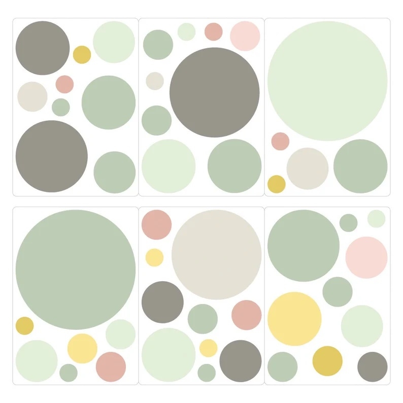 Wandtattoo - Punkte / Rose Minze Grau / 02