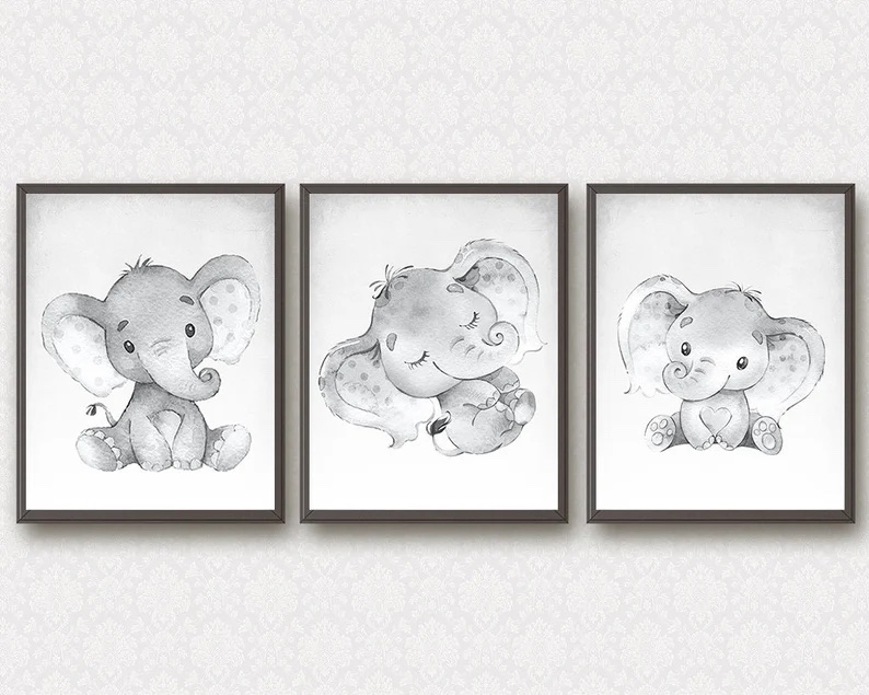 Poster - Baby-Elefanten / 3er-Set
