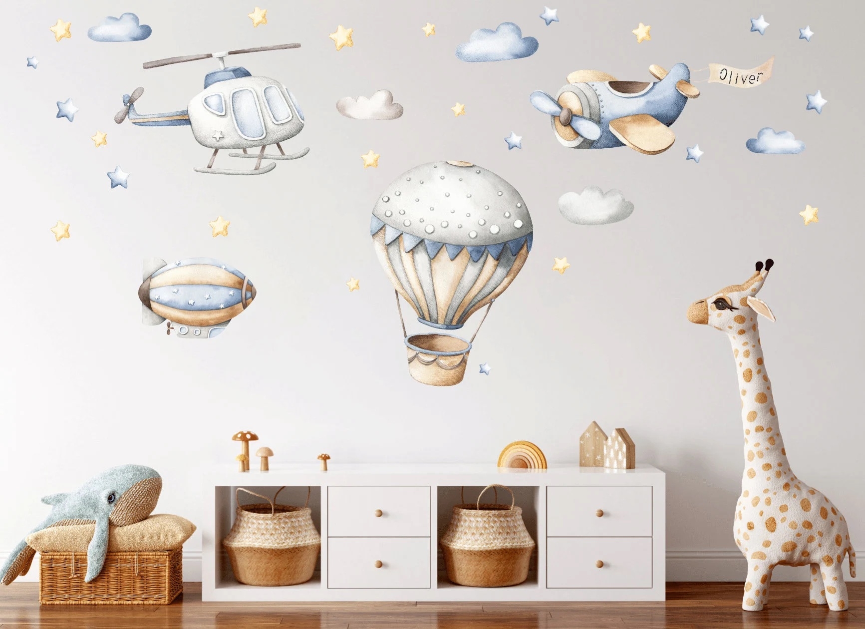 Wandtattoo - Heißluftballon und Flugzeuge / 02