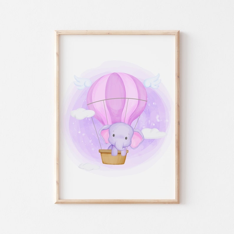 Poster - Elefantenbaby im Heißluftballon