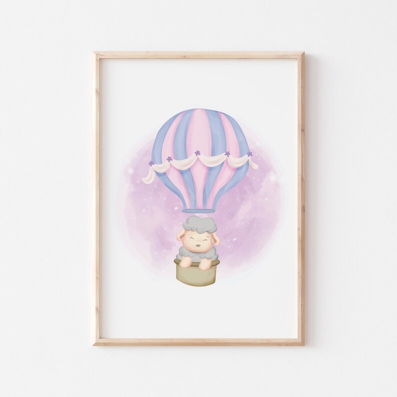 Poster - Lamm im Heißluftballon