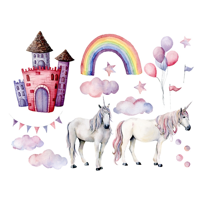 Wandtattoo - Einhörner und Regenbogen